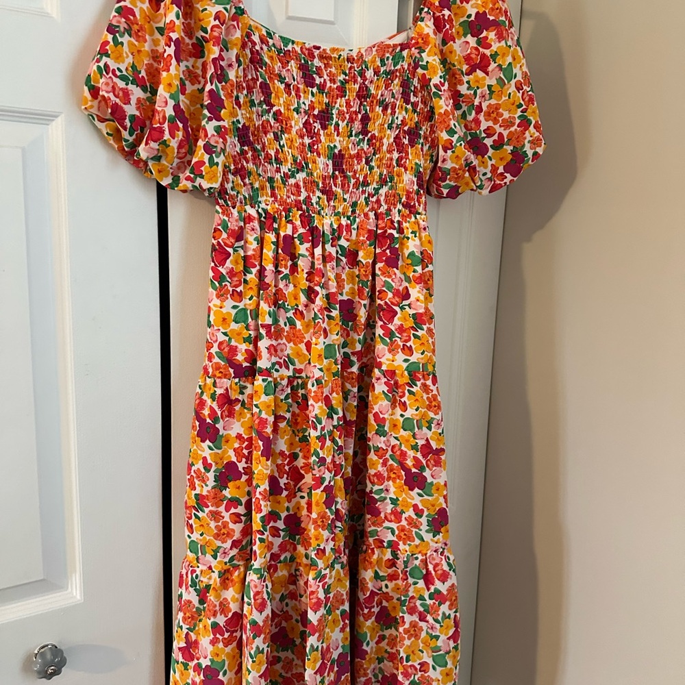 Floral Womens Dress with Puff Sleeves